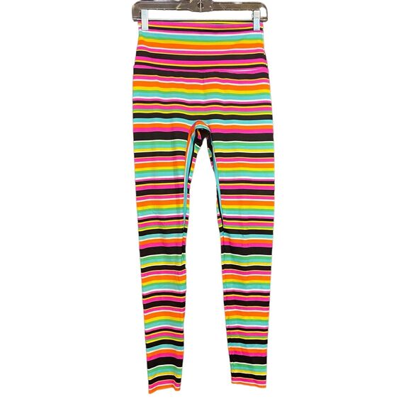 K-Deer Leggings Women's Large Colorful Striped Skinny Ankle High Rise Athleisure - Picture 3 of 7